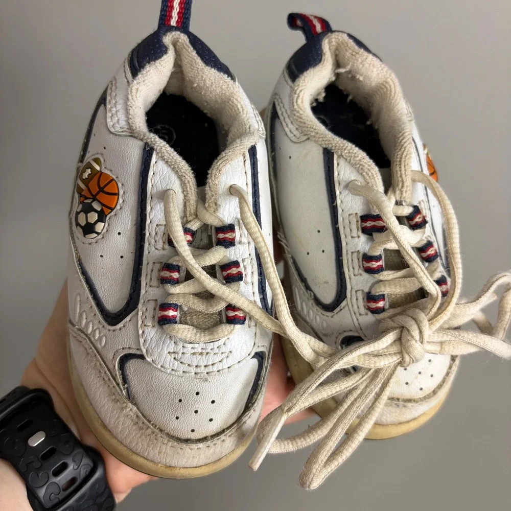 Circo Infant Boys Multi Sport Sneakers White Navy Blue Size 4 Lace Up Shoes